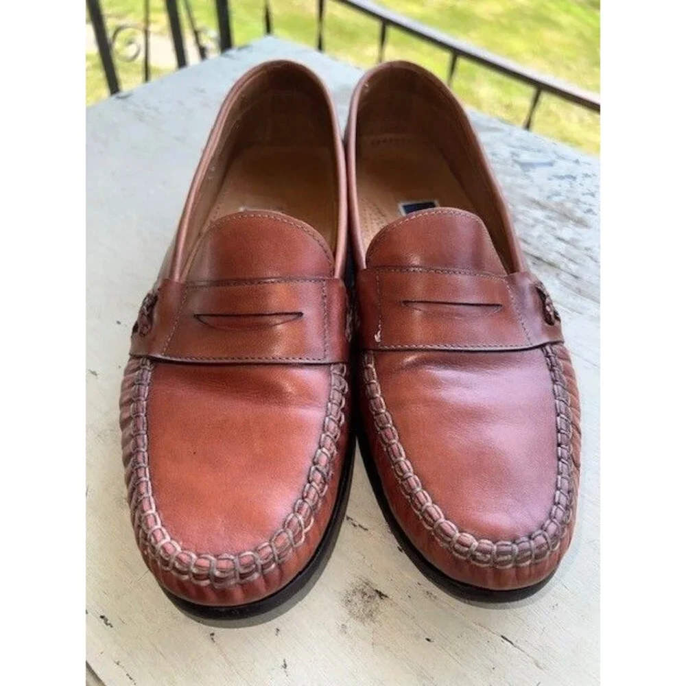 Bragano Men's Driving Penny Loafers Brown Leather Size 10.5M Made in Italy